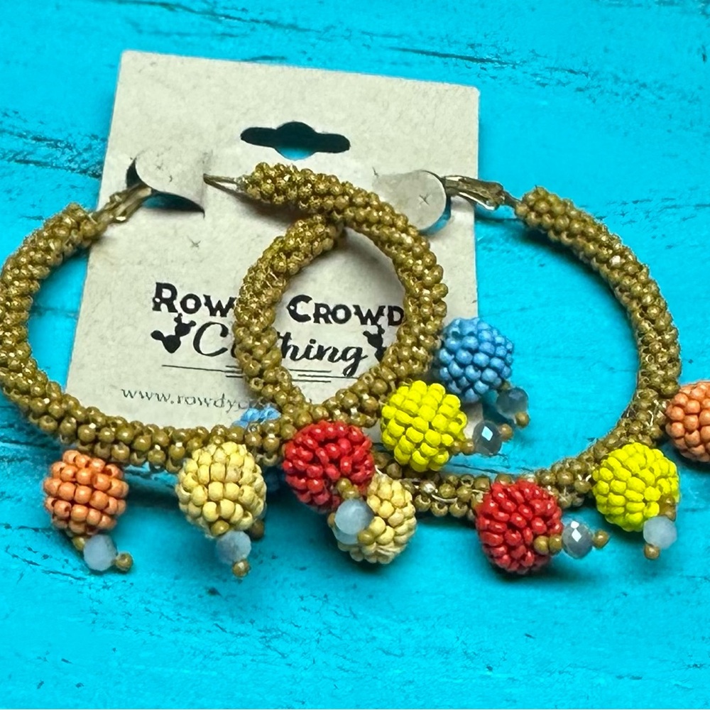 Balls of Fire Beaded Hoop Earrings